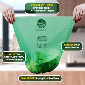 Compost Bags 1.3 Gallon,150 Count,Compostable Small Trash Bags for Kitchen Countertop Compost Bin 0.75, 1,1.2, 1.3Gallon,ASTM D6400, US BPI and Europe OK compost HOME certified