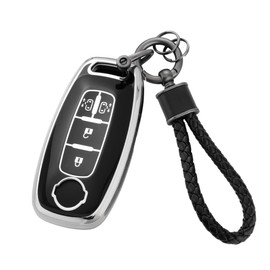 [Unhoke] New Serena Key Case, C28 Series, New Lukes, ProPilot e-Power, Smart Key Cover, Sliding Doors on Both Sides, Luxury TPU, 4 Buttons, Silver Black