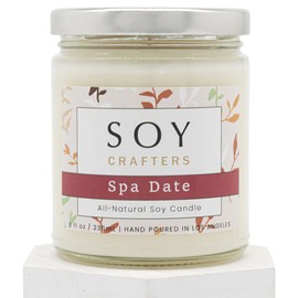 SOY CRAFTERS Spa Date, Scented Soy Candle with Lemongrass and Patchouli Essential Oils, 100% Natural Soy Candle for Home Aromatherapy | 9oz Glass Jar