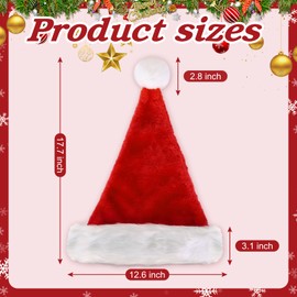 Eisyaa Santa Hat, Extra Thicken Velvet Christmas hat for Adults, Comfortable Xmas Holiday Hat Santa Hats for Women and Men (Adult)