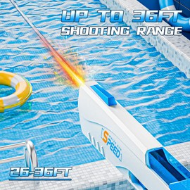 Blueyak 2 Pack Electric Water Guns for Adults Kids, Automatic Suction Automatic Squirt Guns with LED Light 38FT Water Gun Auto Water Blaster for Pool Outdoor Toy Game(Transparent Blue+Grey)