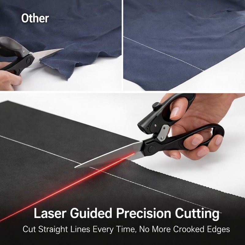 Laser Guided Scissors for Fabric Cutting, Stainless Steel Sewing Shears