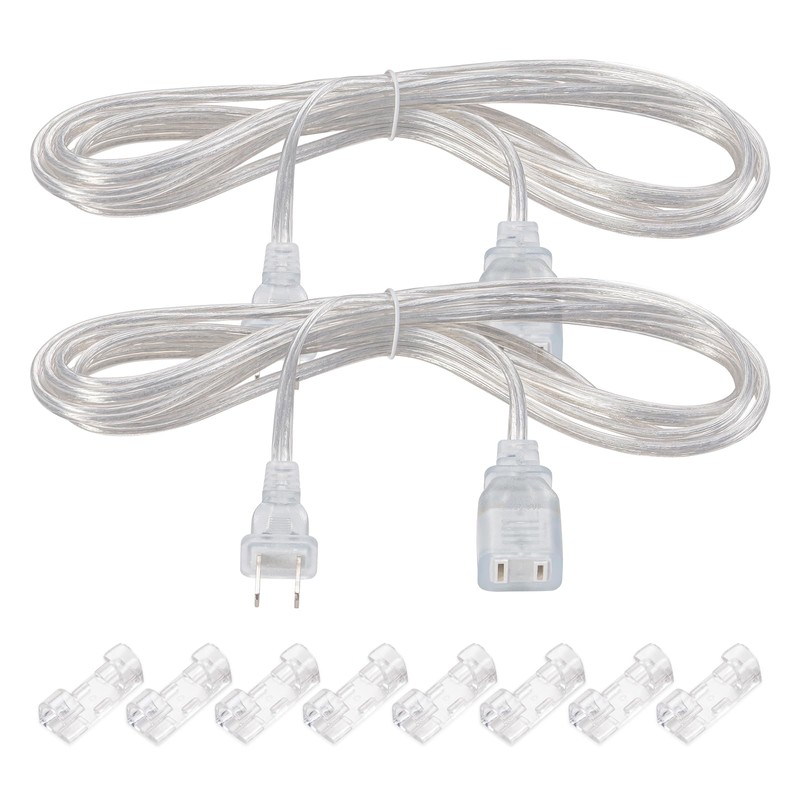 GoYeel 2 Part Clear Extension Cord, Thin Extension Cable White
