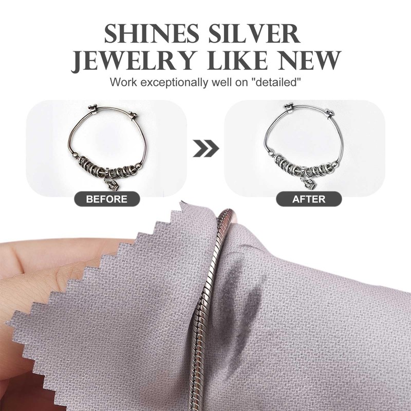 SEVENWELL 50pcs Jewelry Cleaning Cloth Gray Polishing Cloth for Sterling