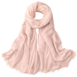 Women's Men's Viscose Long Scarf Stole Neckerchief Sun Protection Large Beach Shoulder Scarf Wrap with Fringes Super Soft Comfort for Spring Simple Basic 95 x 195 cm - Plain, A25 Light Pink
