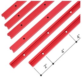 T Track 24" with Wood Screws-Double Cut Profile Universal T-Track with Predrilled Mounting Holes-Woodworking-Fine Sandblast Anodized-Red Color-6PK