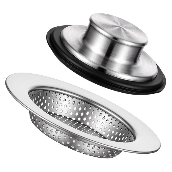2PCS Kitchen Sink Drain Strainer and Anti-Clogging Stopper Drainer Set