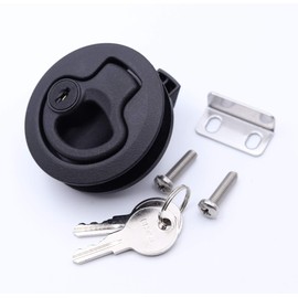 Slam Latch Hatch Round Pull Latch (OWACH AL-958-4L) for Boat Deck RV Cabinet Door Drawers Replace Southco M1-44 Push-to-Close (Black, 3/4" Door, with Lock)