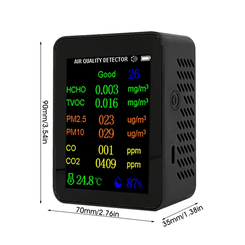 Portable Air Quality Meter 9in1 PM2.5 PM10 CO CO2 TVOC