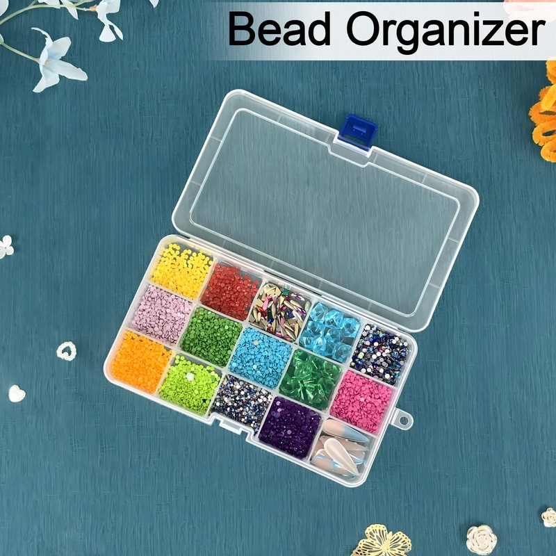 DARUITE 15 Grids Craft Storage Boxes with Compartments, Plastic Bead