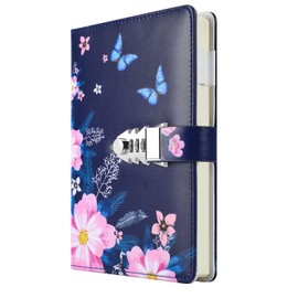 ARRLSDB A5 Creative Password Lock Diary, PU Leather Journal with Combination Lock Password Notebook Locking Personal Diary (Style 10)