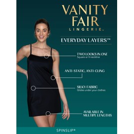 VanityFair Women's Anti-Static Nylon Full Slips for Under Dresses (S-5XL), Reversible - 20" - Neutral, X-Large Beige