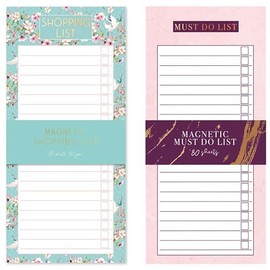 2 Pack Magnetic Shopping List Pad for Fridge, 160 Tear Off Sheets Magnet Notepad Grocery List, to Do, Appointment Reminders, Meal Plans Grocery List Pad for Fridge, Magnet Back