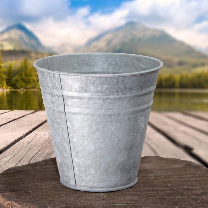 Antikas - Flower Pot Small Antique Zinc Planter Table Bucket