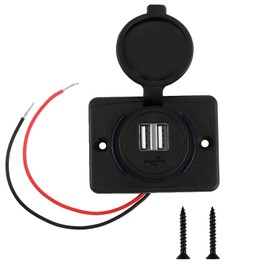 3.1 A Car Dual USB Plug Dual Port Waterproof 12V-24V Built-in Socket Intelligent Charging Station for Car, Boat & Motorhome with Protective Cap & Mounting Screws