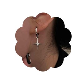 Aneneiceera Vintage Crystal Cross Drop Earrings Silver Cross Huggie Hoop Earrings CZ Cross Earrings Religious Crucifix Earrings Jewellery for Women and Girls, Metal