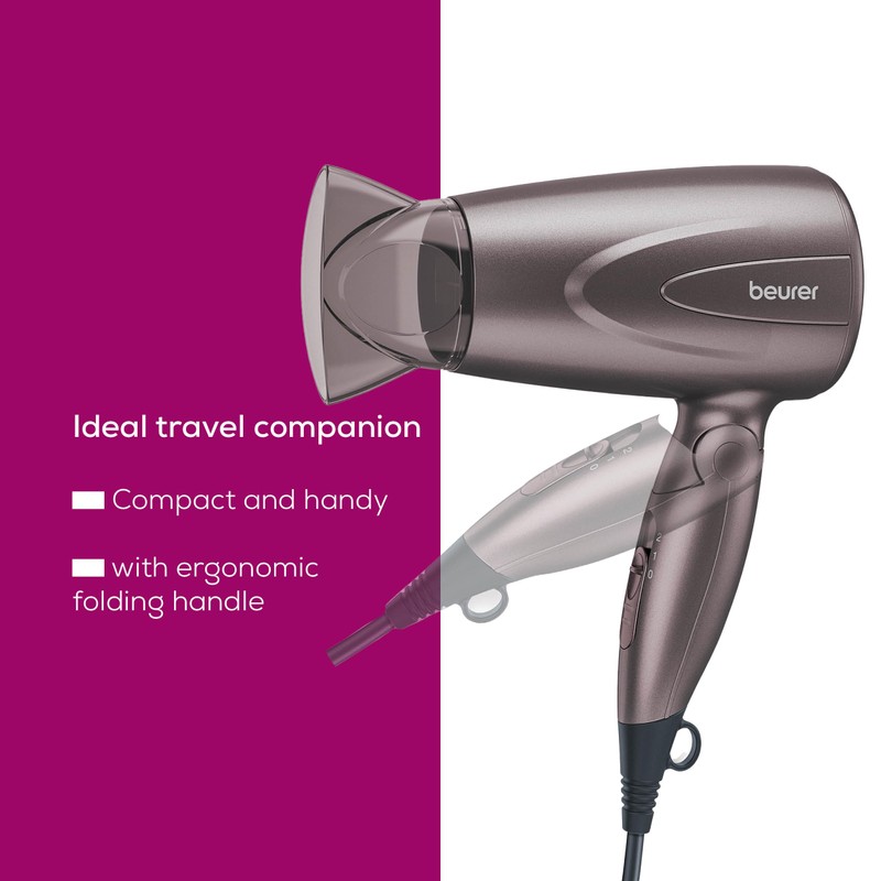 Beurer HC17 Hairdryer, Lightweight Hairdryer with Folding Function, 2 Heat