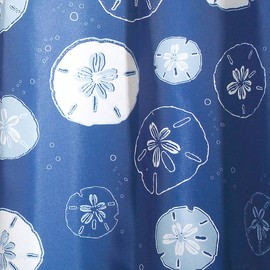 InterDesign Novelty Fabric Shower Curtain, 72" x 72", Sand Dollar, Blue