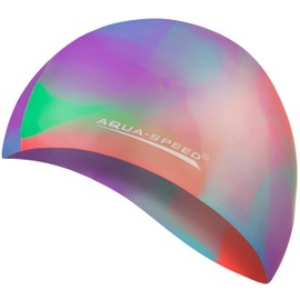 Aqua Speed Colourful Swimming Cap + Small Microfibre Towel | Women & Men | Swimming Cap for Children Waterproof | Swimming Cap | Elastic Swimming Hat Cap Waterproof | 08th Colourful / 51