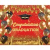 DASHAN Graduation Backdrop Red and Gold Congratulations Bachelor Cap Congrats