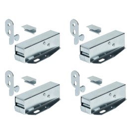 Gas N Pow3r x4 Tutch Latch Automatic Spring Catch for Press to Open Cupboard Doors and Loft Attic Hatches, Bright Galvanised Steel, Counterpiece + Catch Quad Pack
