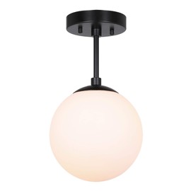 XiNBEi Lighting Semi Flush Light 1 Light Semi Flush Mount Ceiling Light, Globe Ceiling Light Matte Black Finish for Living & Dinning Room XB-SF1211-MBK