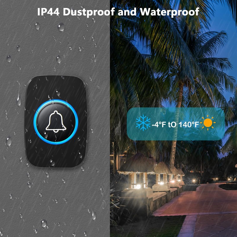 Blendura Wireless Doorbell Set, 300 m Wireless Range Doorbell IP55