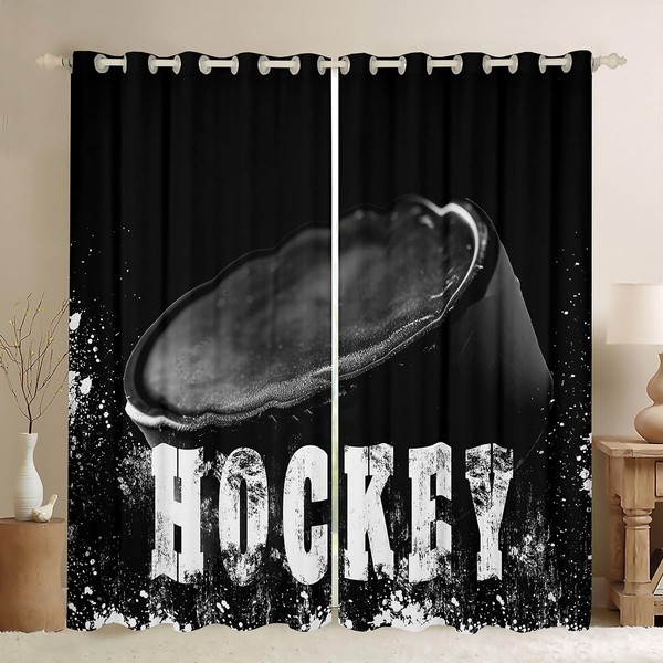 Feelyou Kids Ice Hockey Curtains for Living Room (2 Panels,