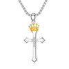 LWXIE Diamond Cross Necklace for Men 925 Sterling Silver Crown