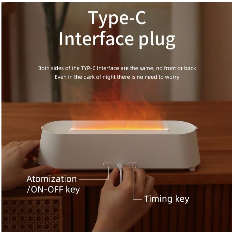 Fireplace Flame Diffuser by AlphaDesignLuxe, 200ml Cool Mist Ultrasonic Humidifier