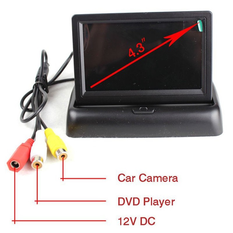 PolarLander Wireless Reversing Camera HD 4.3" LCD Foldable Car Monitor