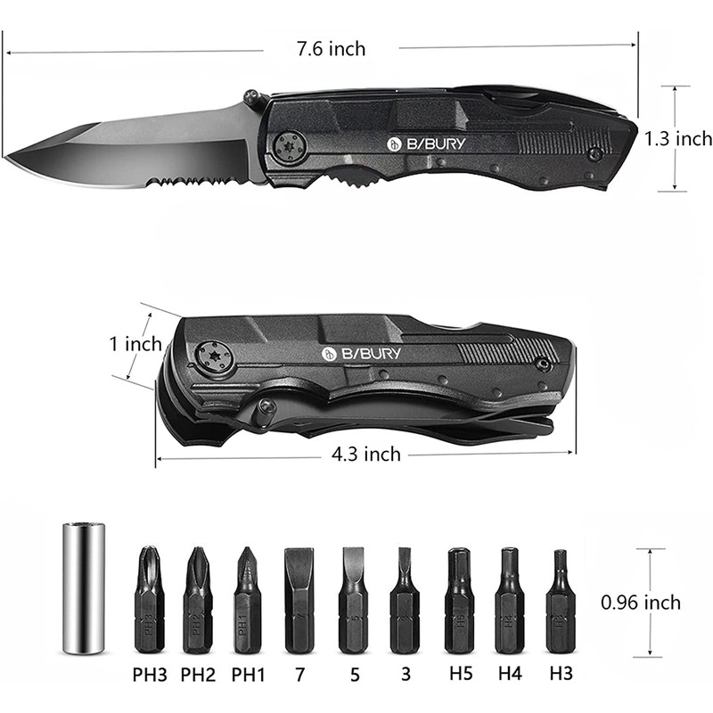 BIBURY 5 in 1 Multitools, Foldable Pliers Multitool Stainless Steel