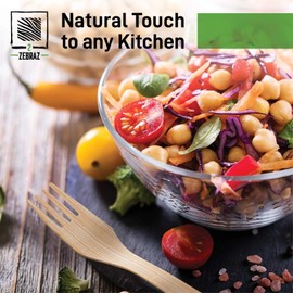 2 ZEBRAZ 100% Bamboo Cutlery - Disposable Bamboo Utensils, Reusable, Smooth Biodegradable Bamboo Silverware 100 Set (100 Knives), Compostable Durable Bamboo Flatware in a Premium Box