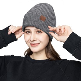 Voarge Winter Beanie Hat, Comfortable Breathable Soft Beanie, Winter Thermal Hats with Beanies Warm Soft Stretchable Knitted Cuffed Skull Caps Hats for Men Outdoor, Gray