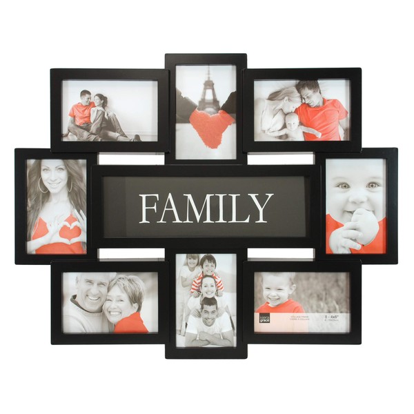 kieragrace KG Contemporary Family Collage Frame, Holds 8, 4"x6" photos, Black