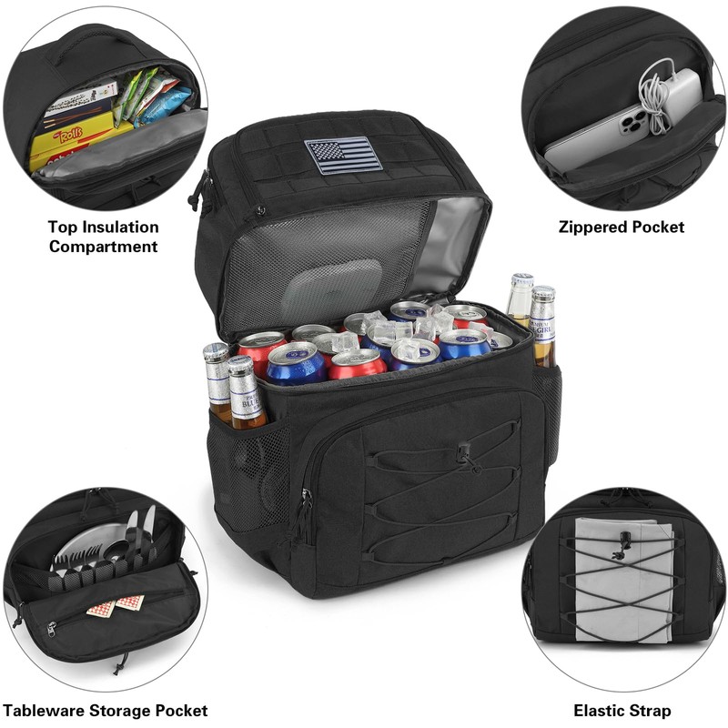 TONRUYN Tactical Cooler Backpack 36 Cans Double Deck Insulated Backpack