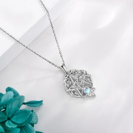 DAYLINLOVE Pentagram Necklace 925 Sterling Silver Pentagram Moonstone Necklace Pentagram Jewellery Gifts for Women, Sterling Silver