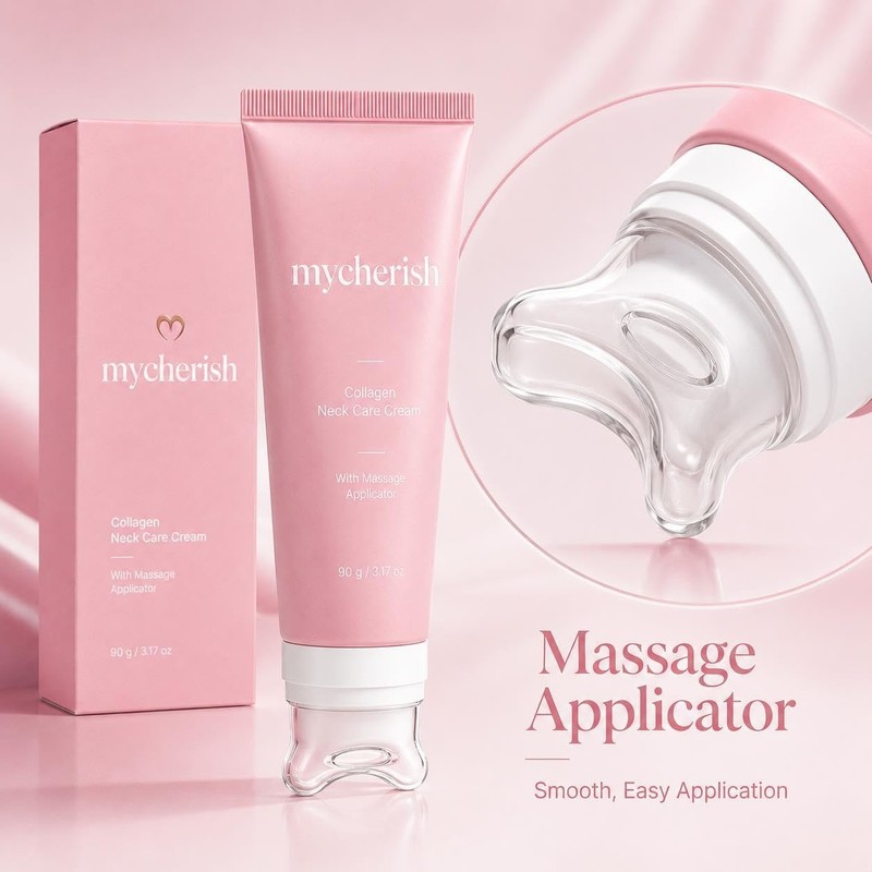 Crema para el Cuello mycherish FBLCLAFGP PDRN Colágeno con Aplicador