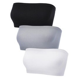 Women's Strapless Bralette Seamless Bandeau Soft Stretchy Non-Padded Bandeau Tube Top Bra in Color, 3 Pieces