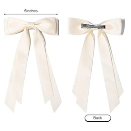 hair ribbons for girls 4Pcs Silky Satin Hair Bows Hair Clip Hair Ribbon Ponytail Holder Accessories Slides Metal Clips Hair Bow for Women Girls