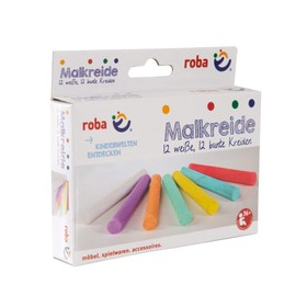 roba Malkreide Set 24 teilig für Kinder (12 weiß, 12 bunt) - Kreide Set für Tafel & Straße - Spielzeug zum Lernen & Spielen - ab 3 Jahren
