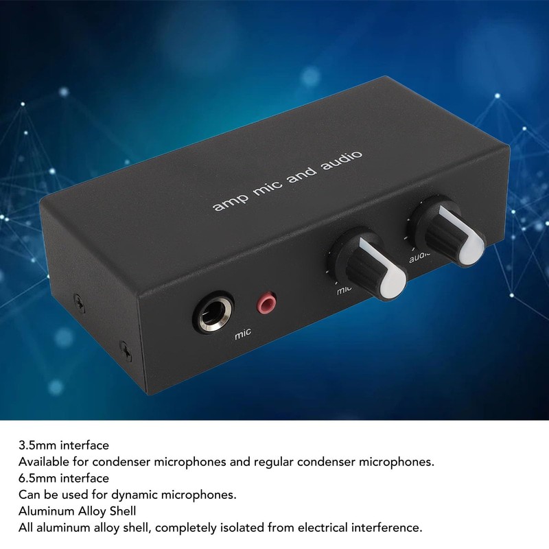 Stereo Audio HiFi Phonograph Preamp, MIC Condenser Interface Microphone Headphone