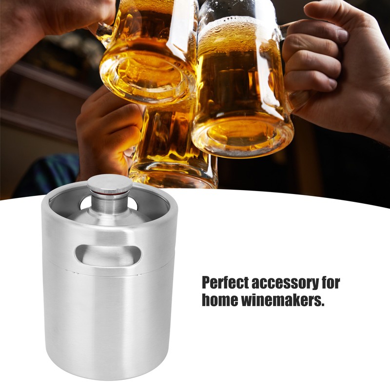 2L Beer Keg Mini Stainless Steel Beer Barrel with Spiral
