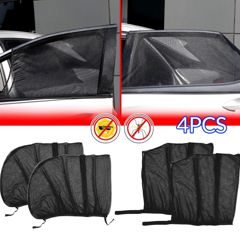 AUTOXBERT 4× Universal Car Side Window Sun Shade Breathable Screen
