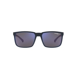 Arnette Man Sunglasses Matte Top Navy On Light Blue Frame, Dark Grey Mirror Water Polar Lenses, 58MM