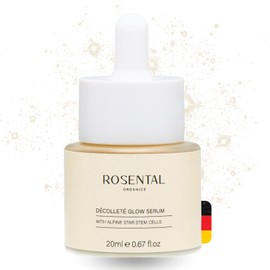 Rosental Organics - Décolleté Glow Serum - Körper Schimmer - Body Highlighter - Anti-Aging feines Glitter Serum - mit Sheabutter & Stammzellen der Edelweißpflanze - Frisches Kokos Geruch - Made in Ger