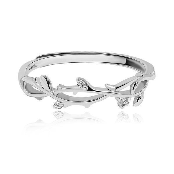 Meissa Dainty Leaf Ring 925 Sterling Silver Twisted Olive Leaf