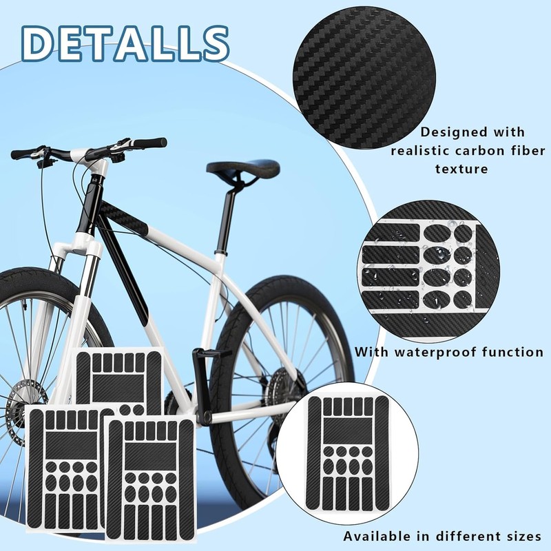 QZKJQDD 3 Sheets Bike Frame Protection Tape Sticker, Bicycle Chainstay