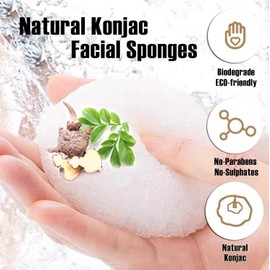 Esponjas Faciales Naturales De Konjac - Semicirculares - Para Una Limpieza Y Exfoliación Facial Suave Y Ecológica - Cuidado De La Piel - Limpieza Facial Y Corporal - Con Carbón Activado Y
