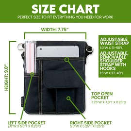 e-Holster Waitress Apron with 3 Pockets - Black Server Apron with Adjustable/Removable Waist Strap and Shoulder Strap, Server Pouch for Men, Woman, Restaurant, Waiter, and Bartender